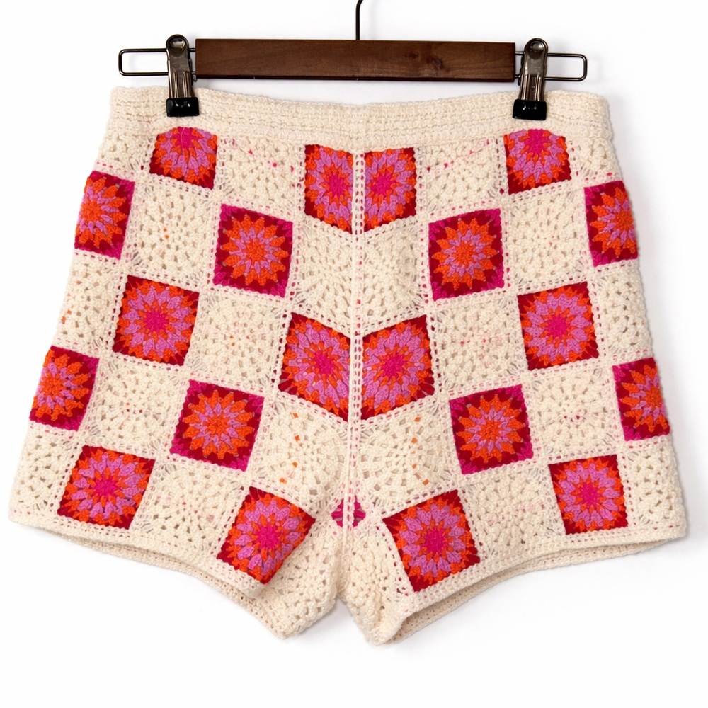 Chelsea & Violet‎ Crochet Granny Square Shorts | Boho Festival | Retro Patchwork